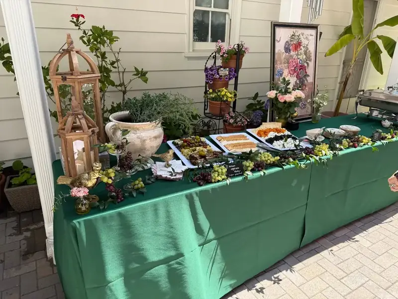 Private party catering in Tracy, CA — chafing dish buffet setup with hot entrees by Tracy Catering Company